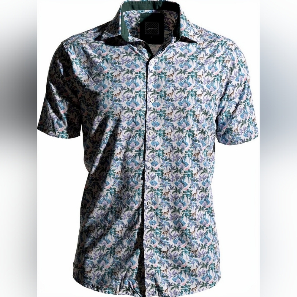 Kosta Azul Men's Tropical Print Short Sleeve Shirt